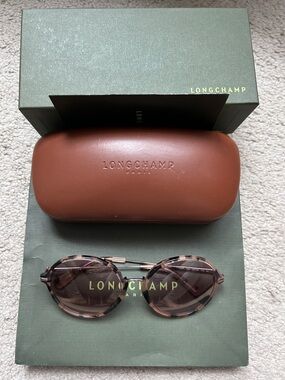 Longchamp Marble Rose Gold Tint Round Sunglasses